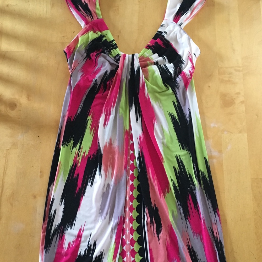 LONDON STYLE PETITE MEDIUM DRESS WHITE PINK BLACK